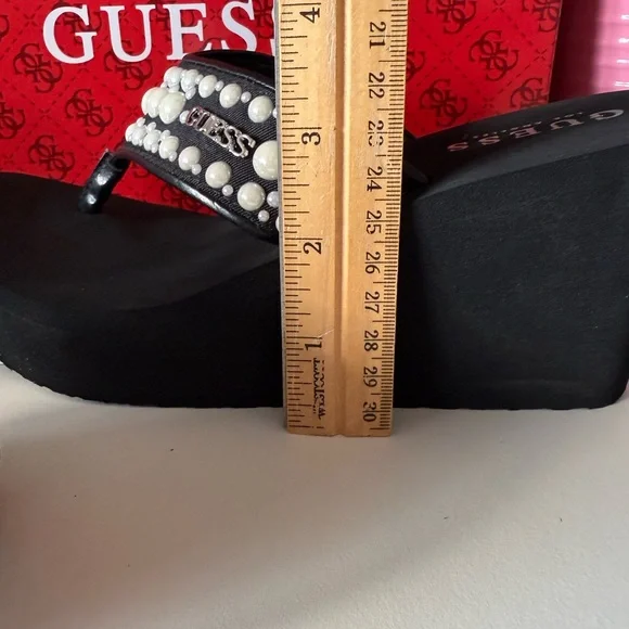Guess Black Platform Wedge Sandals - Picture 8 of 15